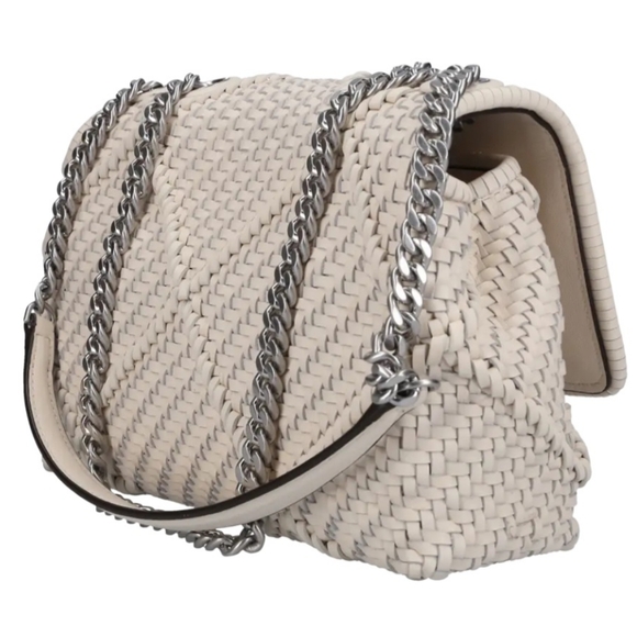 Tory Burch Kira Diamond woven small convertible shoulder bag ivory color - Picture 5 of 16